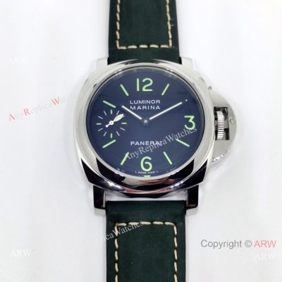 Copy Panerai PAM00111 Luminor Marina Black Dial Green Leather Strap